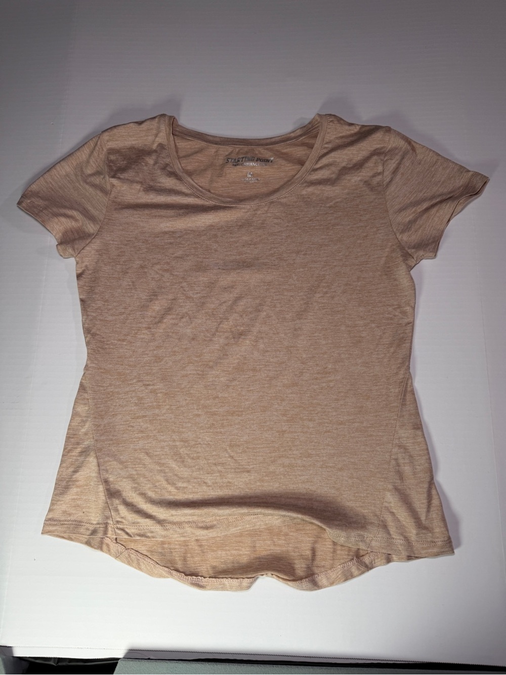 Women's Light Beige Scoop Neck Short Sleeve Tee